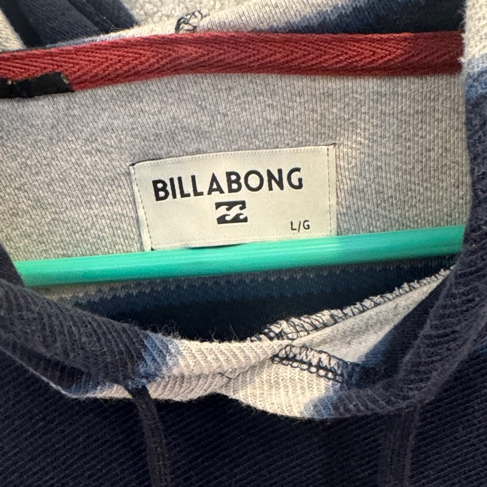 Billabong Navy and Gray Striped Hoodie